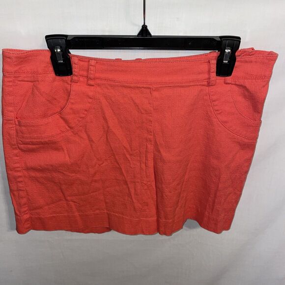Elevenses Zip Side Golf Shorts Women’s Size 8 Coral Orange Pockets Cotton Blend - Picture 1 of 12